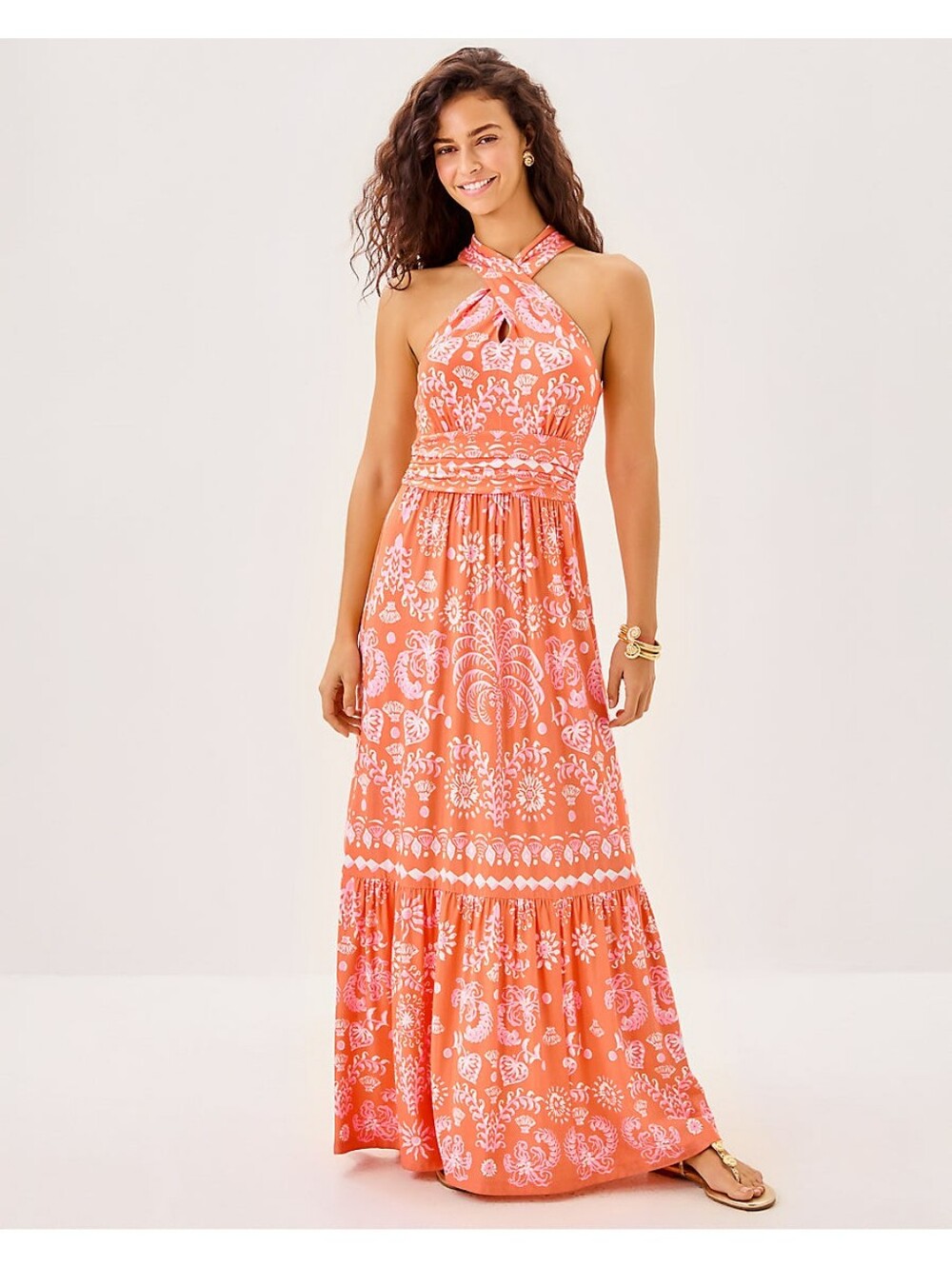 EUC Lilly Pulitzer Montecito Halter Maxi Dress, Large